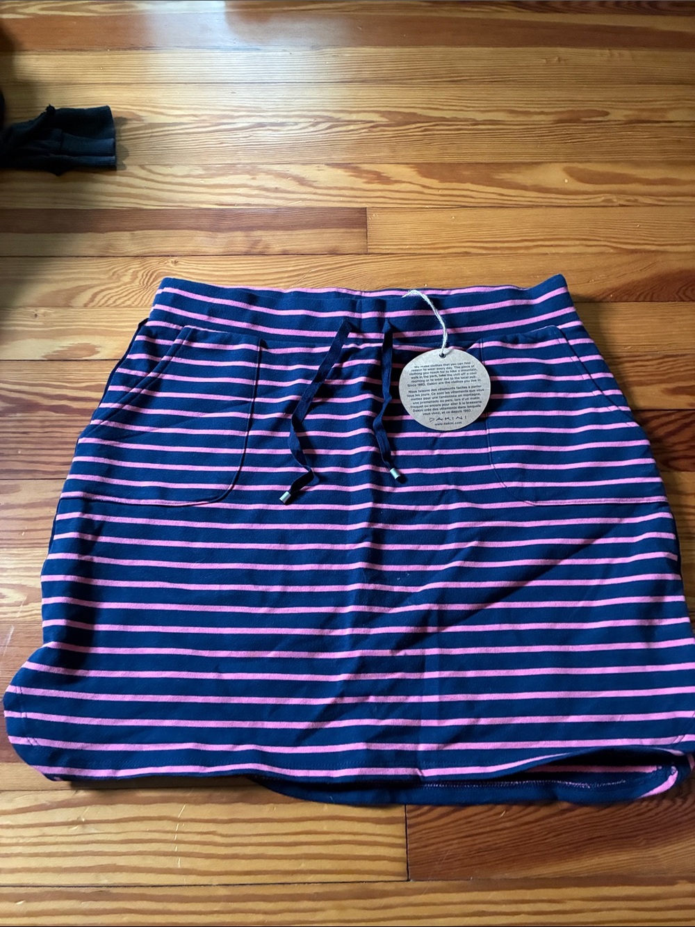 Dakini Navy and Pink Striped Mini Skirt